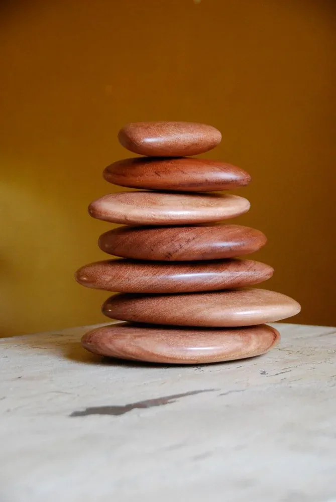African Mahogany cairn, sculptural woodworking piece by Eric Singley, 2025